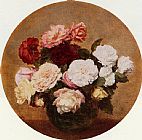 Henri Fantin-latour Canvas Paintings - A Large Bouquet of Roses
